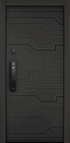 Дверь металл CYBER Черная шагрень CBR-25+Крема CBR-S1