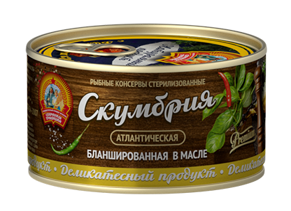 Скумбрия атлантическая бланшированная в масле 185 гр.